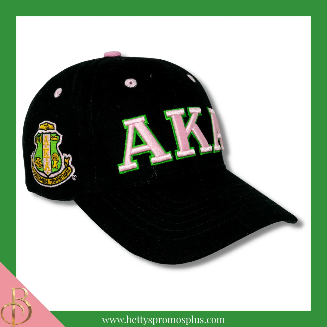 Alpha Kappa Alpha AKA Embroidered Shield Baseball Cap-Alpha Kappa Alpha Paraphernalia-Alpha Kappa Alpha Hats-Betty's Promos Plus