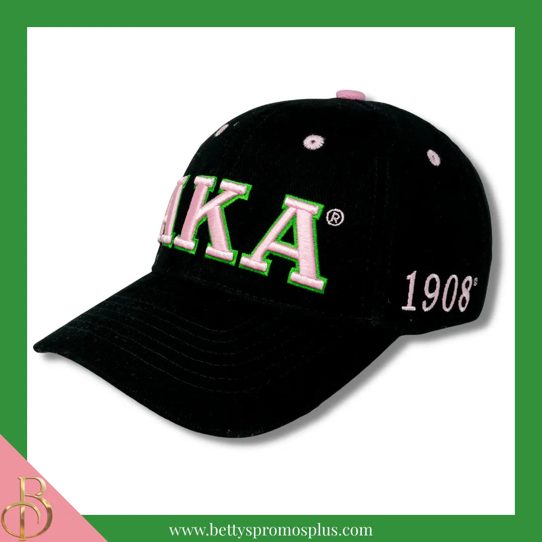 Alpha Kappa Alpha AKA Embroidered Shield Baseball Cap-Alpha Kappa Alpha Paraphernalia-Alpha Kappa Alpha Hats-Betty's Promos Plus
