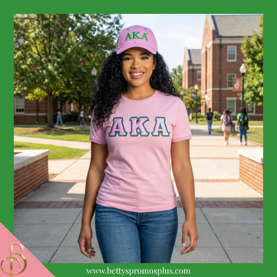 Alpha Kappa Alpha AKA Embroidered Shield Baseball Cap-Alpha Kappa Alpha Paraphernalia-Alpha Kappa Alpha Hats-Betty's Promos Plus