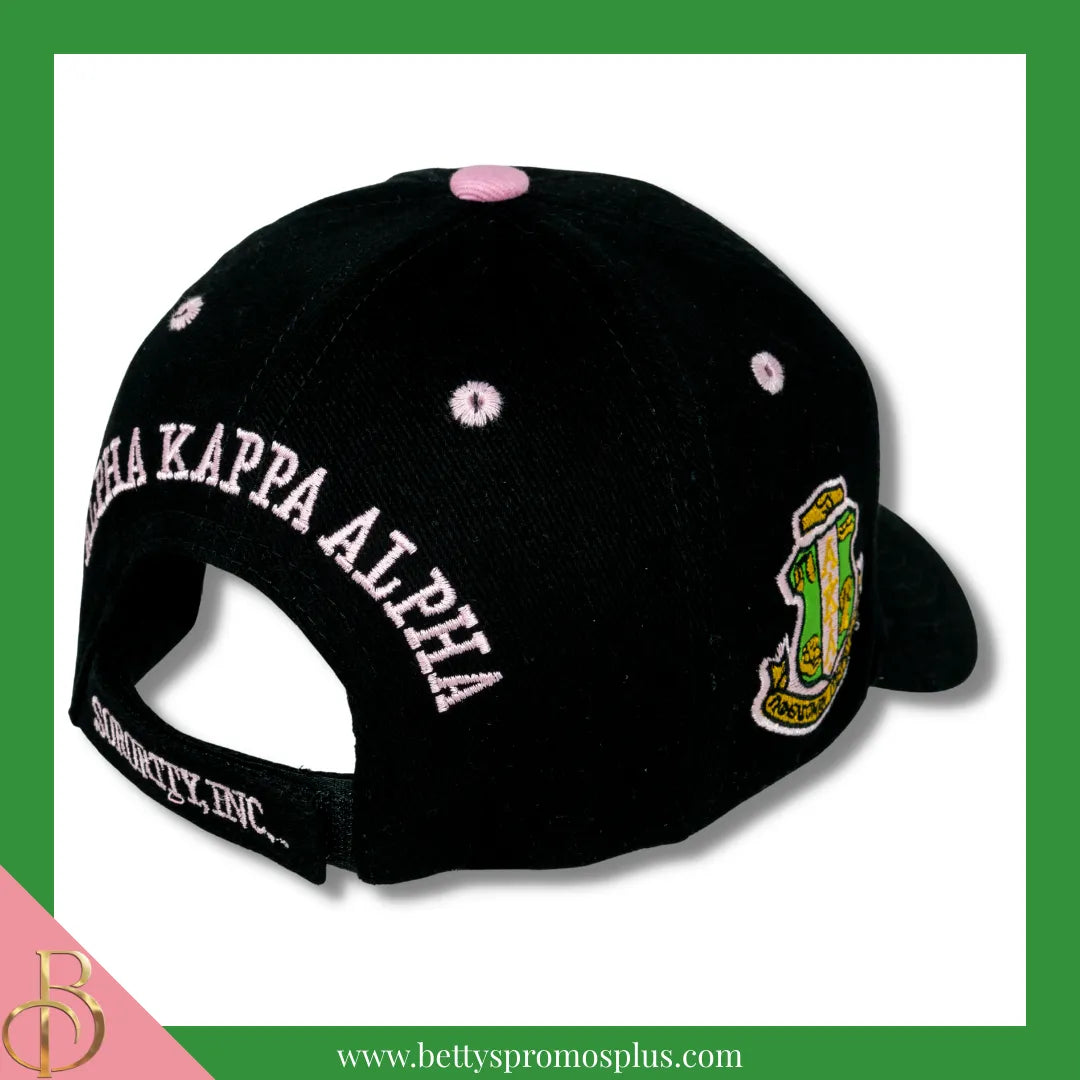 Alpha Kappa Alpha AKA Embroidered Shield Baseball Cap-Alpha Kappa Alpha Paraphernalia-Alpha Kappa Alpha Hats-Betty's Promos Plus
