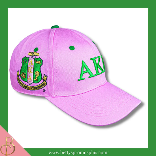 Alpha Kappa Alpha AKA Embroidered Shield Baseball Cap-Alpha Kappa Alpha Paraphernalia-Alpha Kappa Alpha Hats-Betty's Promos Plus