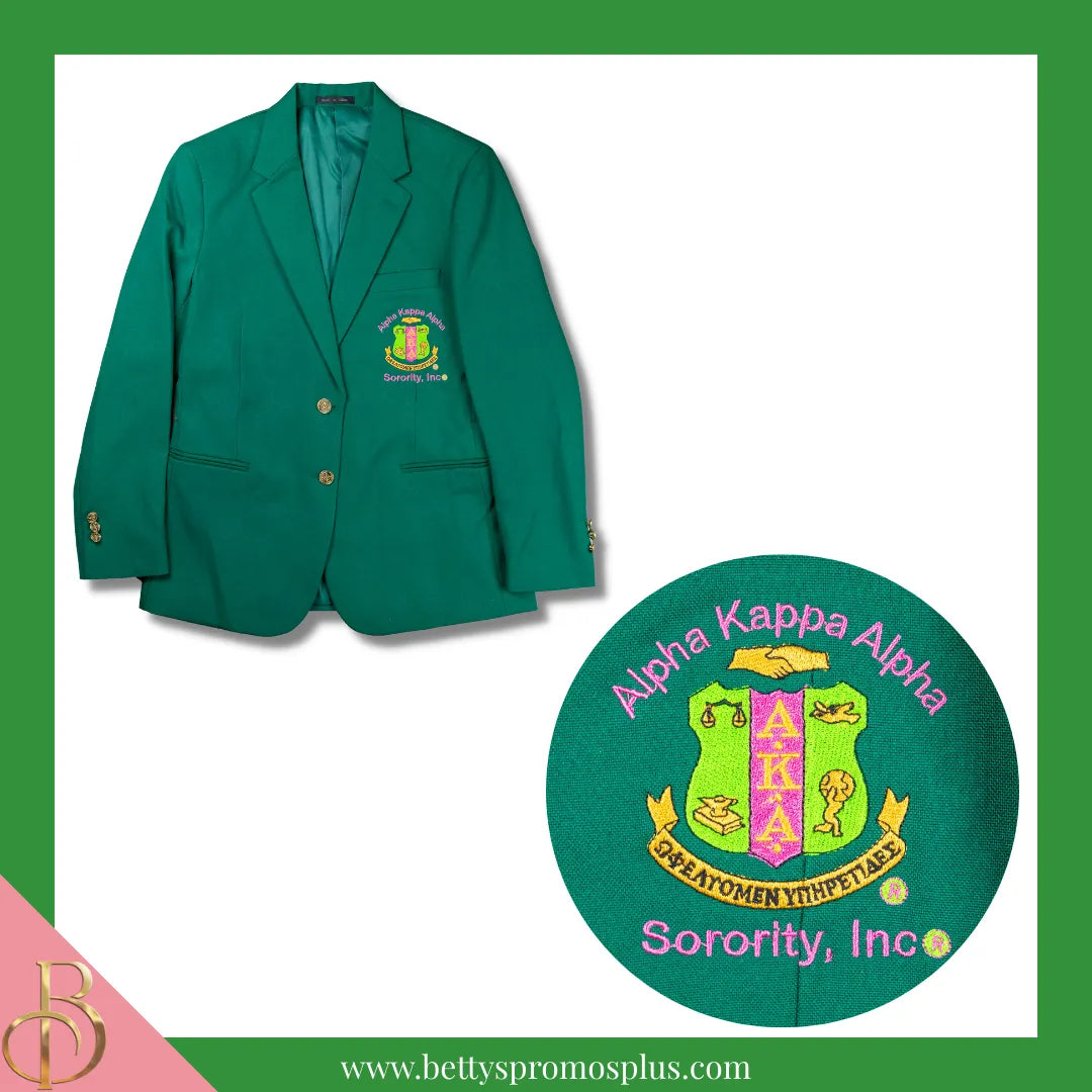 Alpha Kappa Alpha AKA Embroidered Shield Crest Blazer Sport Coat-Alpha Kappa Alpha Paraphernalia-Alpha Kappa Alpha Blazers-Betty's Promos Plus