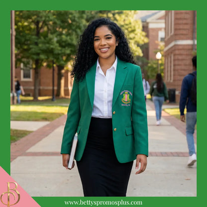 Alpha Kappa Alpha AKA Embroidered Shield Crest Blazer Sport Coat-Alpha Kappa Alpha Paraphernalia-Alpha Kappa Alpha Blazers-Betty's Promos Plus