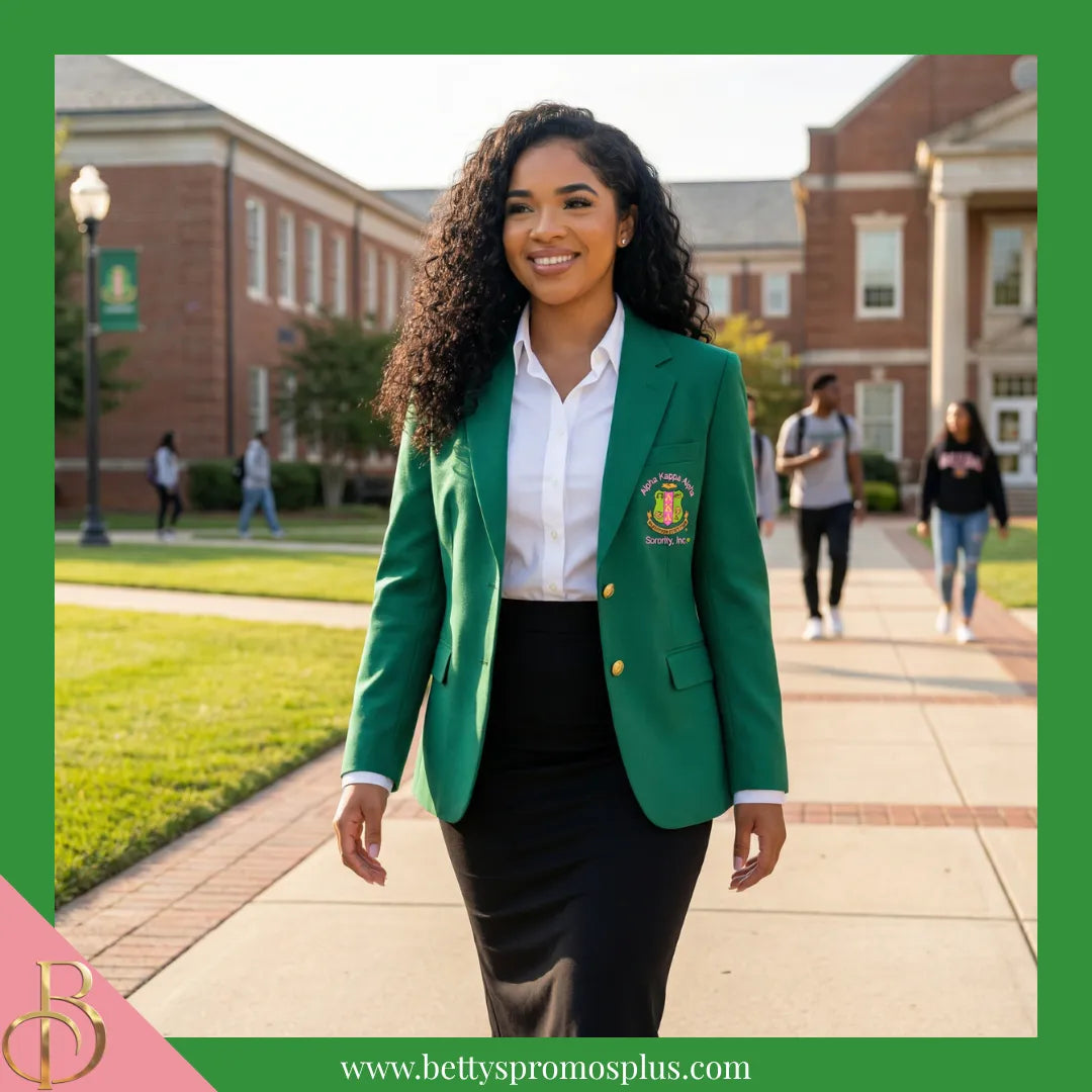 Alpha Kappa Alpha AKA Embroidered Shield Crest Blazer Sport Coat-Alpha Kappa Alpha Paraphernalia-Alpha Kappa Alpha Blazers-Betty's Promos Plus