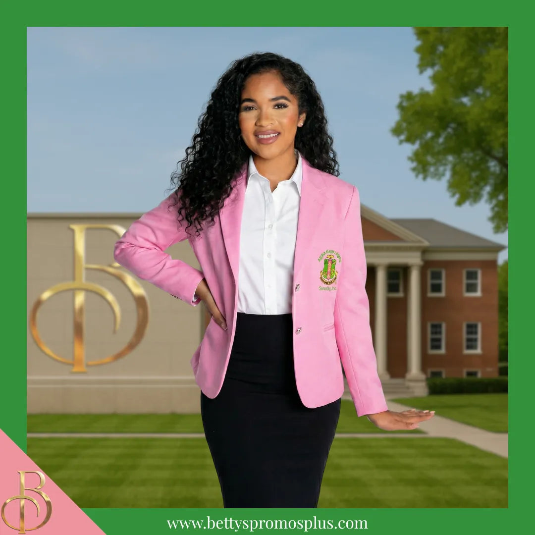 Alpha Kappa Alpha AKA Embroidered Shield Crest Blazer Sport Coat-Alpha Kappa Alpha Paraphernalia-Alpha Kappa Alpha Blazers-Betty's Promos Plus