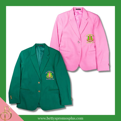 Alpha Kappa Alpha AKA Embroidered Shield Crest Blazer Sport Coat-Alpha Kappa Alpha Paraphernalia-Alpha Kappa Alpha Blazers-Betty's Promos Plus