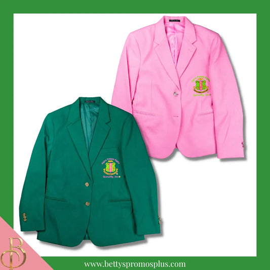 Alpha Kappa Alpha AKA Embroidered Shield Crest Blazer Sport Coat-Alpha Kappa Alpha Paraphernalia-Alpha Kappa Alpha Blazers-Betty's Promos Plus