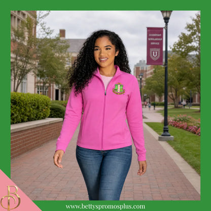 Alpha Kappa Alpha AKA Embroidered Shield Full-Zip Water Resistant Rain Jacket-Alpha Kappa Alpha Paraphernalia-Alpha Kappa Alpha Rain Coats-Betty's Promos Plus