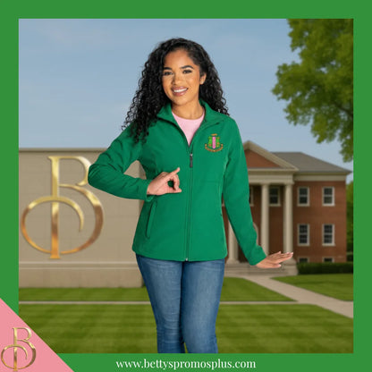 Alpha Kappa Alpha AKA Embroidered Shield Full-Zip Water Resistant Rain Jacket-Alpha Kappa Alpha Paraphernalia-Alpha Kappa Alpha Rain Coats-Betty's Promos Plus