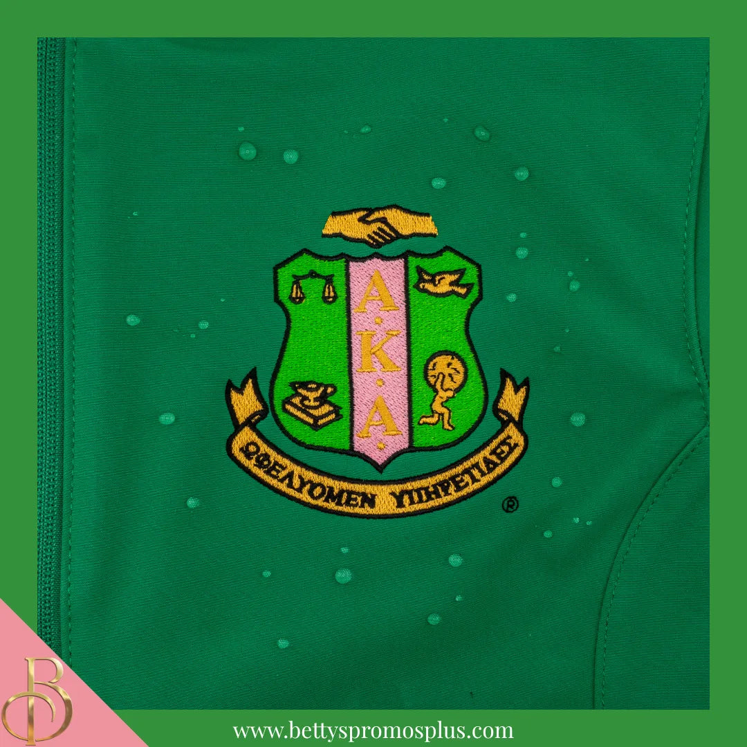 Alpha Kappa Alpha AKA Embroidered Shield Full-Zip Water Resistant Rain Jacket-Alpha Kappa Alpha Paraphernalia-Alpha Kappa Alpha Rain Coats-Betty's Promos Plus