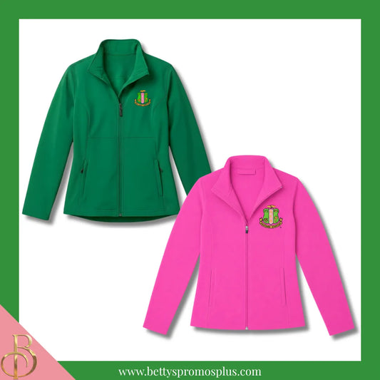 Alpha Kappa Alpha AKA Embroidered Shield Full-Zip Water Resistant Rain Jacket-Alpha Kappa Alpha Paraphernalia-Alpha Kappa Alpha Rain Coats-Betty's Promos Plus