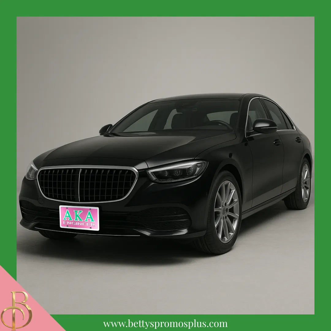 Alpha Kappa Alpha AKA Engineer Laser Engraved Mirrored Acrylic Auto Tag License Plate-Alpha Kappa Alpha Paraphernalia-Alpha Kappa Alpha Auto Tag-Betty's Promos Plus