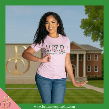 Alpha Kappa Alpha AKA Founding Date Screen Printed T-Shirt-Alpha Kappa Alpha Paraphernalia-Alpha Kappa Alpha T-Shirts-Betty's Promos Plus