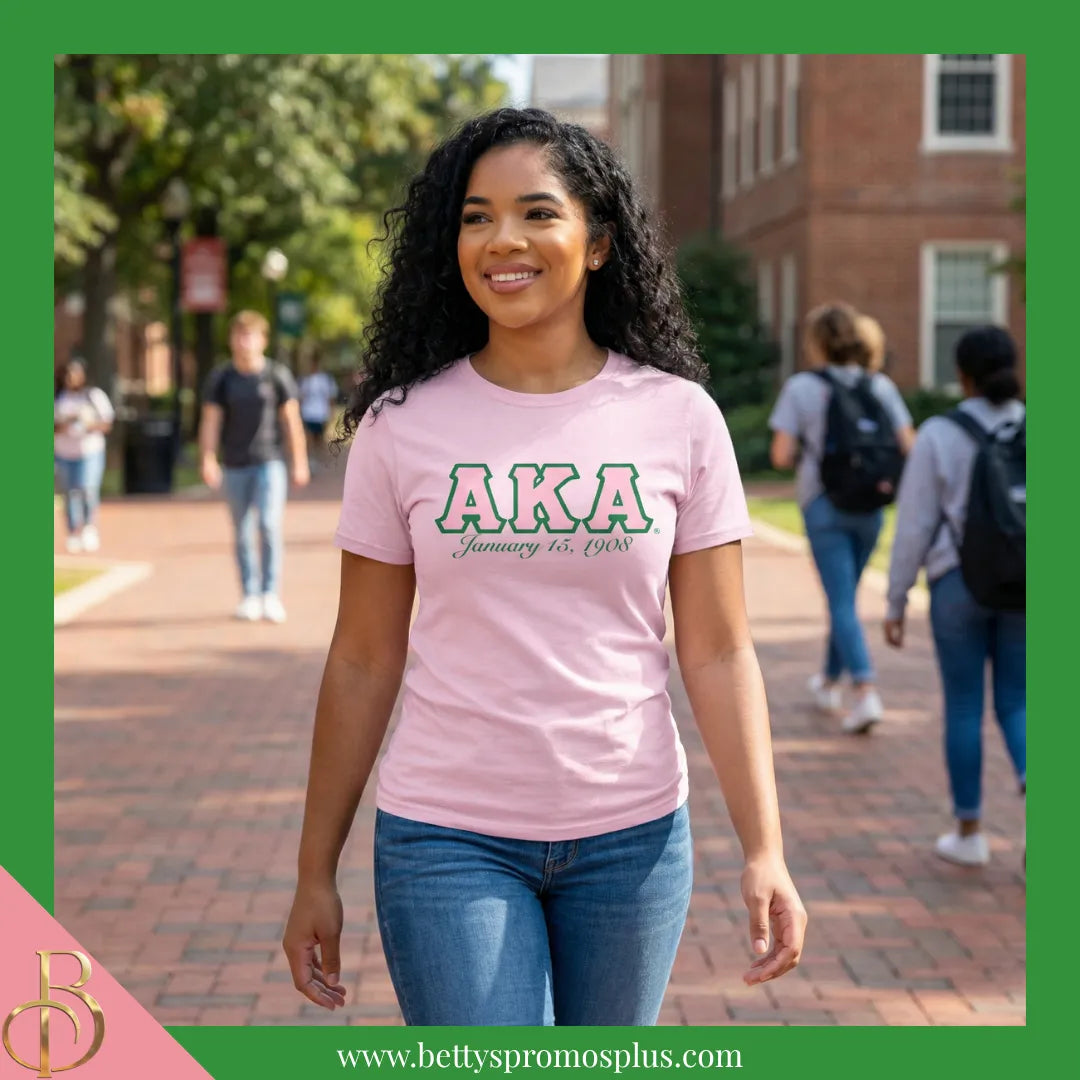 Alpha Kappa Alpha AKA Founding Date Screen Printed T-Shirt-Alpha Kappa Alpha Paraphernalia-Alpha Kappa Alpha T-Shirts-Betty's Promos Plus