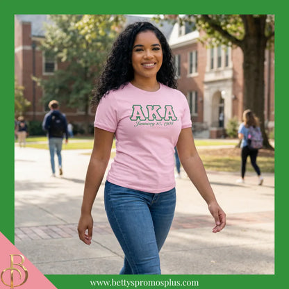 Alpha Kappa Alpha AKA Founding Date Screen Printed T-Shirt-Alpha Kappa Alpha Paraphernalia-Alpha Kappa Alpha T-Shirts-Betty's Promos Plus