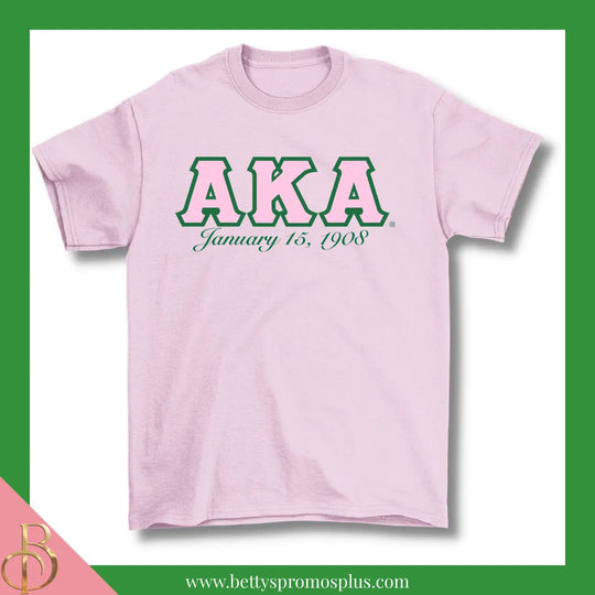 Alpha Kappa Alpha AKA Founding Date Screen Printed T-Shirt-Alpha Kappa Alpha Paraphernalia-Alpha Kappa Alpha T-Shirts-Betty's Promos Plus