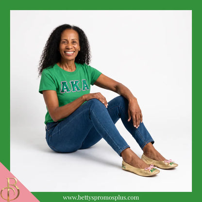 Alpha Kappa Alpha AKA Golden Soror Ballet Flats with Carrying Case-Alpha Kappa Alpha Paraphernalia-Alpha Kappa Alpha Ballet Flats-Betty's Promos Plus