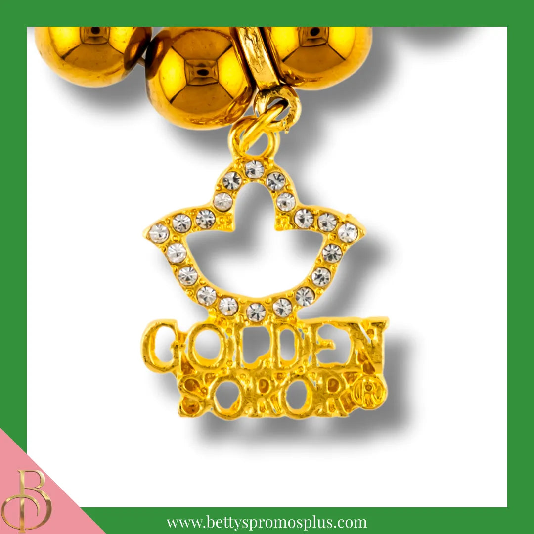 Alpha Kappa Alpha AKA Golden Soror Beaded Bracelet-Alpha Kappa Alpha Paraphernalia-Alpha Kappa Alpha Bracelet-Betty's Promos Plus