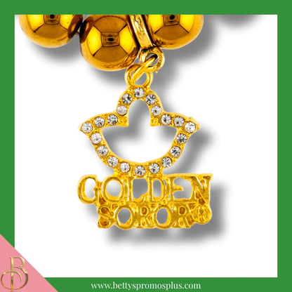 Alpha Kappa Alpha AKA Golden Soror Beaded Bracelet-Alpha Kappa Alpha Paraphernalia-Alpha Kappa Alpha Bracelet-Betty's Promos Plus