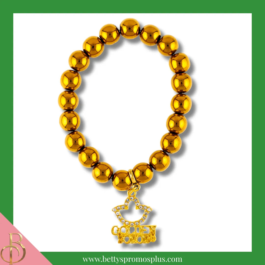 Alpha Kappa Alpha AKA Golden Soror Beaded Bracelet-Alpha Kappa Alpha Paraphernalia-Alpha Kappa Alpha Bracelet-Betty's Promos Plus