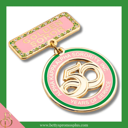 Alpha Kappa Alpha AKA Golden Soror Lapel Pin with Rhinestones-Alpha Kappa Alpha Paraphernalia-Alpha Kappa Alpha Lapel Pin-Betty's Promos Plus