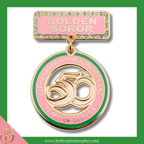 Alpha Kappa Alpha AKA Golden Soror Lapel Pin with Rhinestones-Pink-Alpha Kappa Alpha Paraphernalia-Alpha Kappa Alpha Lapel Pin-Betty's Promos Plus