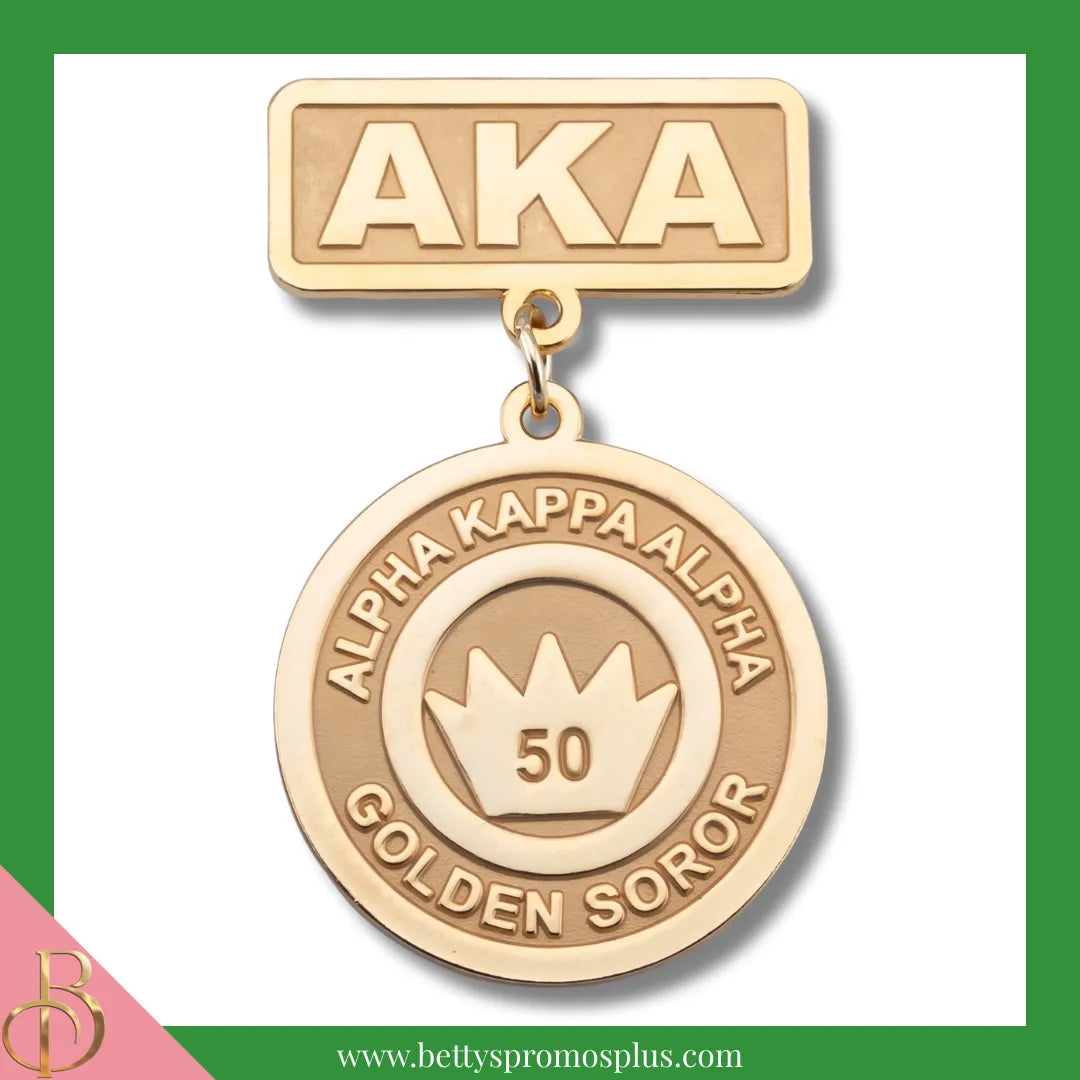 Alpha Kappa Alpha AKA Golden Soror or Silver Star Medallion Greek Lapel Pin-Alpha Kappa Alpha Paraphernalia-Alpha Kappa Alpha Lapel Pin-Betty's Promos Plus