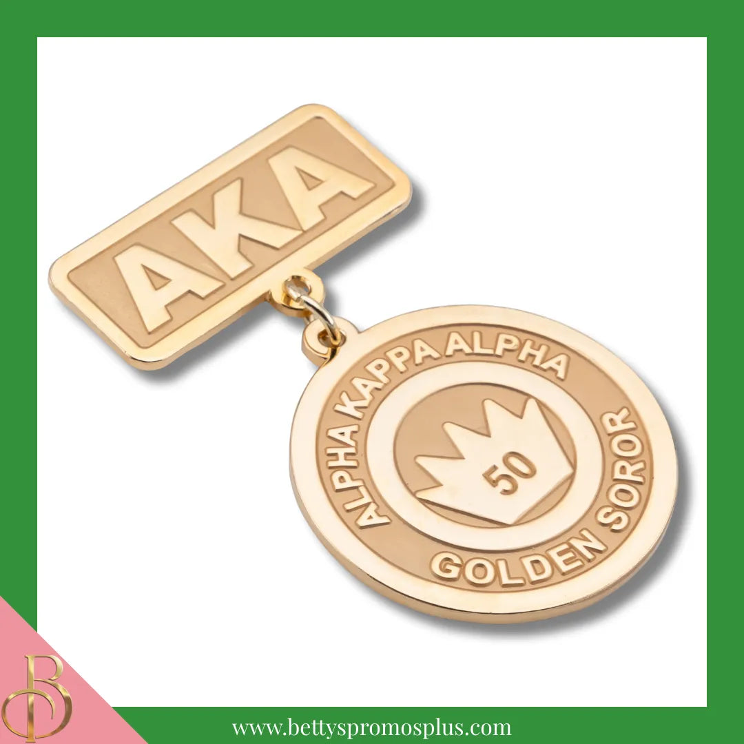 Alpha Kappa Alpha AKA Golden Soror or Silver Star Medallion Greek Lapel Pin-Alpha Kappa Alpha Paraphernalia-Alpha Kappa Alpha Lapel Pin-Betty's Promos Plus