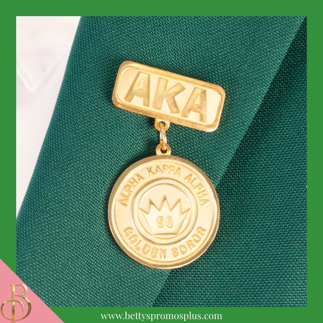 Alpha Kappa Alpha AKA Golden Soror or Silver Star Medallion Greek Lapel Pin-Alpha Kappa Alpha Paraphernalia-Alpha Kappa Alpha Lapel Pin-Betty's Promos Plus