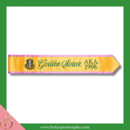 Alpha Kappa Alpha AKA Golden Soror Sash-Gold-Alpha Kappa Alpha Paraphernalia-Alpha Kappa Alpha Sash-Betty's Promos Plus