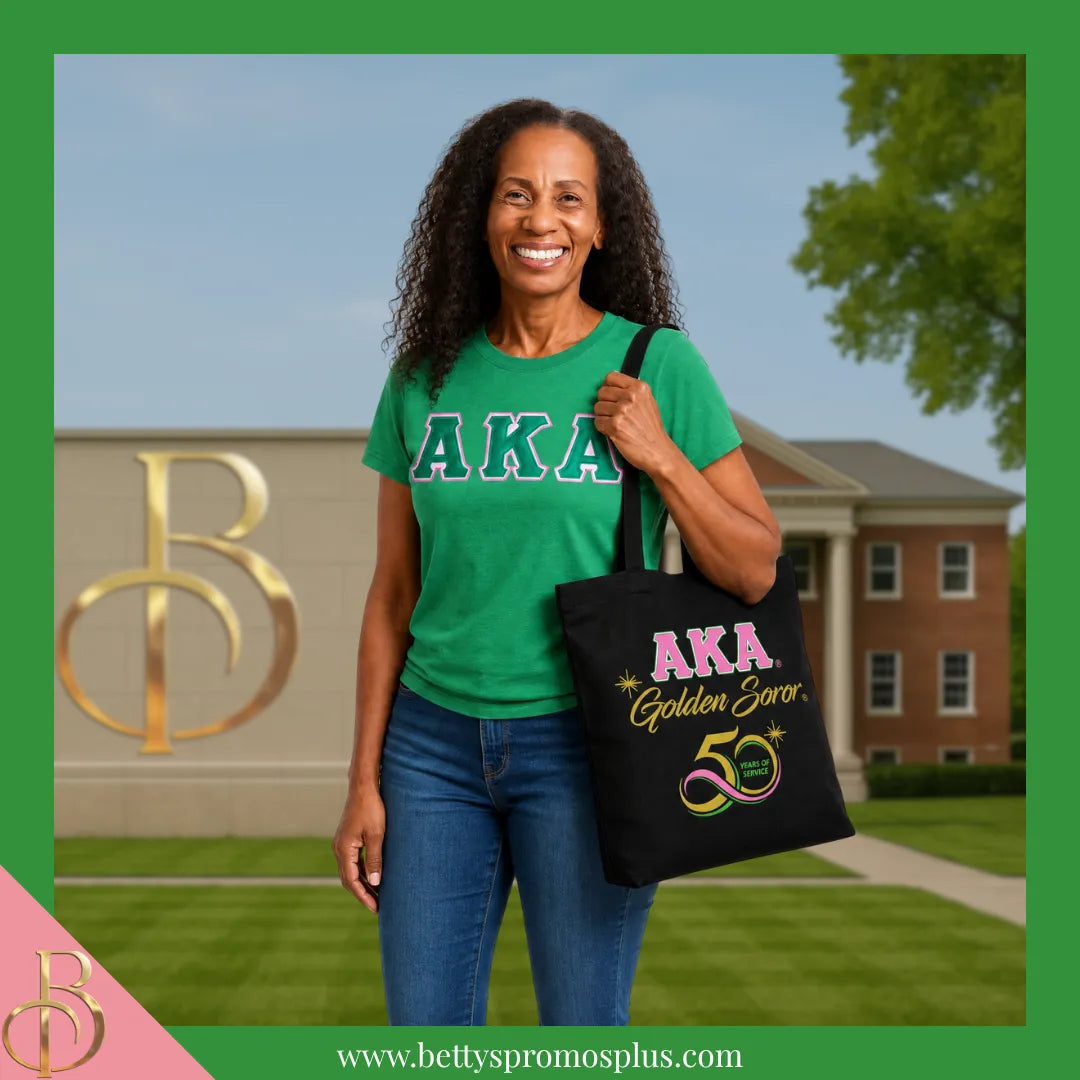 Alpha Kappa Alpha AKA Golden Soror Screen Printed Tote Bag-Alpha Kappa Alpha Paraphernalia-Alpha Kappa Alpha Tote Bags-Betty's Promos Plus