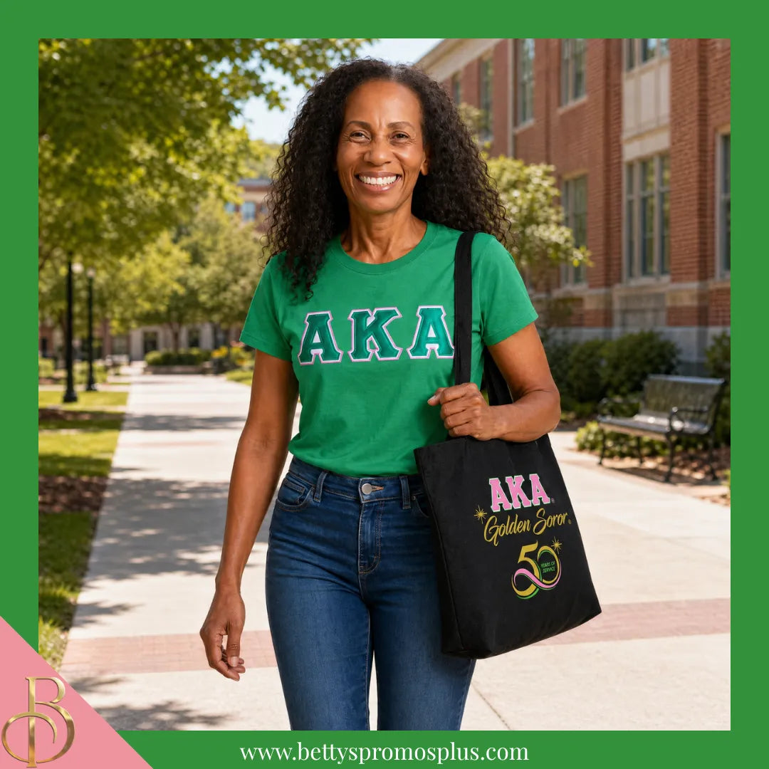 Alpha Kappa Alpha AKA Golden Soror Screen Printed Tote Bag-Alpha Kappa Alpha Paraphernalia-Alpha Kappa Alpha Tote Bags-Betty's Promos Plus