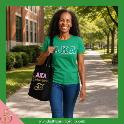 Alpha Kappa Alpha AKA Golden Soror Screen Printed Tote Bag-Alpha Kappa Alpha Paraphernalia-Alpha Kappa Alpha Tote Bags-Betty's Promos Plus