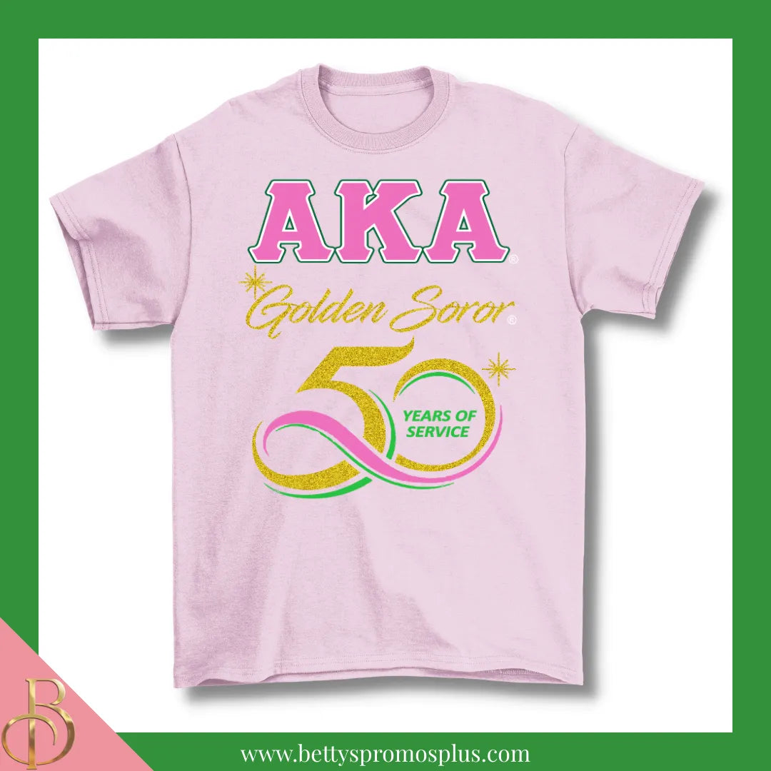 Alpha Kappa Alpha AKA Golden Soror T-Shirt-Pink-Small-Alpha Kappa Alpha Paraphernalia-Alpha Kappa Alpha T-Shirts-Betty's Promos Plus