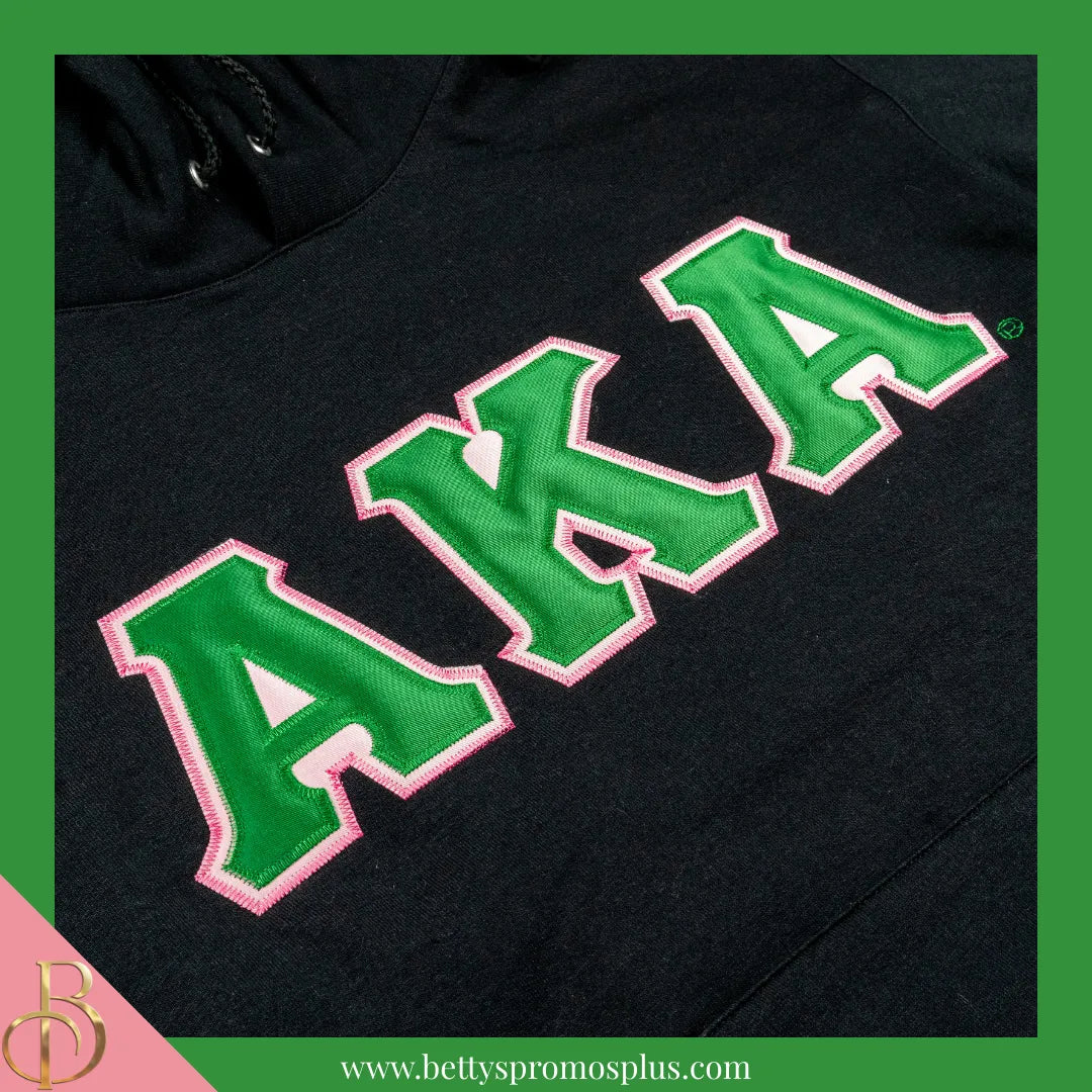 Alpha Kappa Alpha AKA Greek Letter Double-Stitched Embroidered Hoodie-Alpha Kappa Alpha Paraphernalia-Alpha Kappa Alpha Hoodie-Betty's Promos Plus