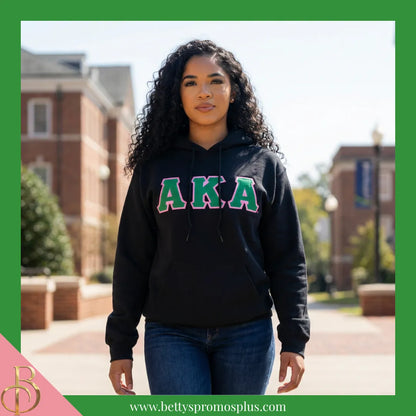 Alpha Kappa Alpha AKA Greek Letter Double-Stitched Embroidered Hoodie-Alpha Kappa Alpha Paraphernalia-Alpha Kappa Alpha Hoodie-Betty's Promos Plus