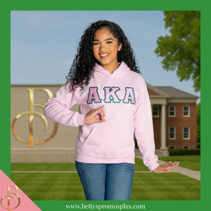 Alpha Kappa Alpha AKA Greek Letter Double-Stitched Embroidered Hoodie-Alpha Kappa Alpha Paraphernalia-Alpha Kappa Alpha Hoodie-Betty's Promos Plus