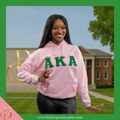 Alpha Kappa Alpha AKA Greek Letter Double-Stitched Embroidered Hoodie-Alpha Kappa Alpha Paraphernalia-Alpha Kappa Alpha Hoodie-Betty's Promos Plus