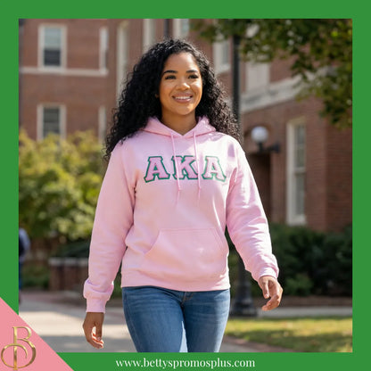 Alpha Kappa Alpha AKA Greek Letter Double-Stitched Embroidered Hoodie-Alpha Kappa Alpha Paraphernalia-Alpha Kappa Alpha Hoodie-Betty's Promos Plus