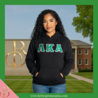 Alpha Kappa Alpha AKA Greek Letter Double-Stitched Embroidered Hoodie-Alpha Kappa Alpha Paraphernalia-Alpha Kappa Alpha Hoodie-Betty's Promos Plus