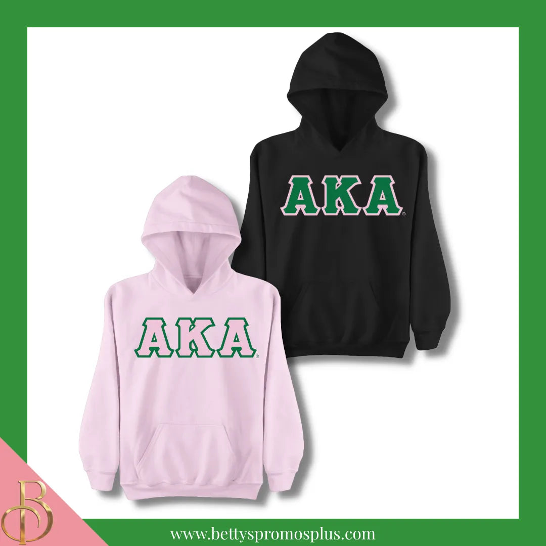 Alpha Kappa Alpha AKA Greek Letter Double-Stitched Embroidered Hoodie-Alpha Kappa Alpha Paraphernalia-Alpha Kappa Alpha Hoodie-Betty's Promos Plus