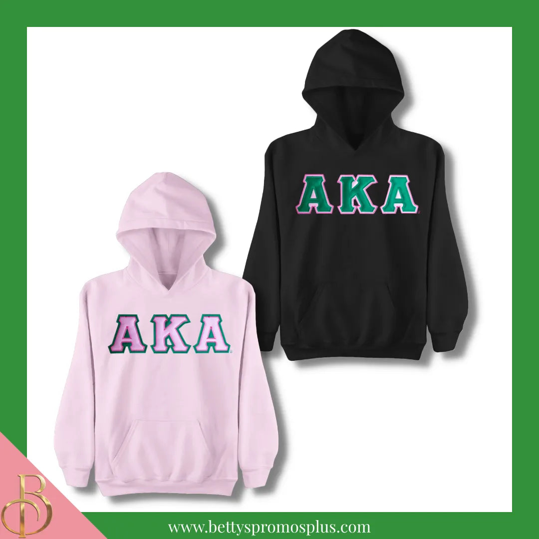 Alpha Kappa Alpha AKA Greek Letter Double-Stitched Embroidered Hoodie-Alpha Kappa Alpha Paraphernalia-Alpha Kappa Alpha Hoodie-Betty's Promos Plus
