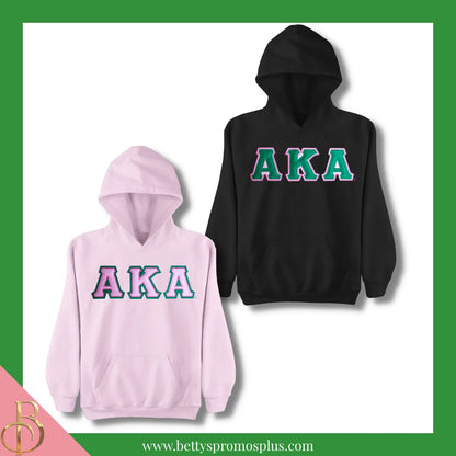 Alpha Kappa Alpha AKA Greek Letter Double-Stitched Embroidered Hoodie-Alpha Kappa Alpha Paraphernalia-Alpha Kappa Alpha Hoodie-Betty's Promos Plus