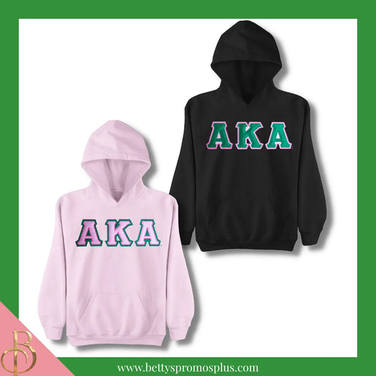 Alpha Kappa Alpha AKA Greek Letter Double-Stitched Embroidered Hoodie-Alpha Kappa Alpha Paraphernalia-Alpha Kappa Alpha Hoodie-Betty's Promos Plus