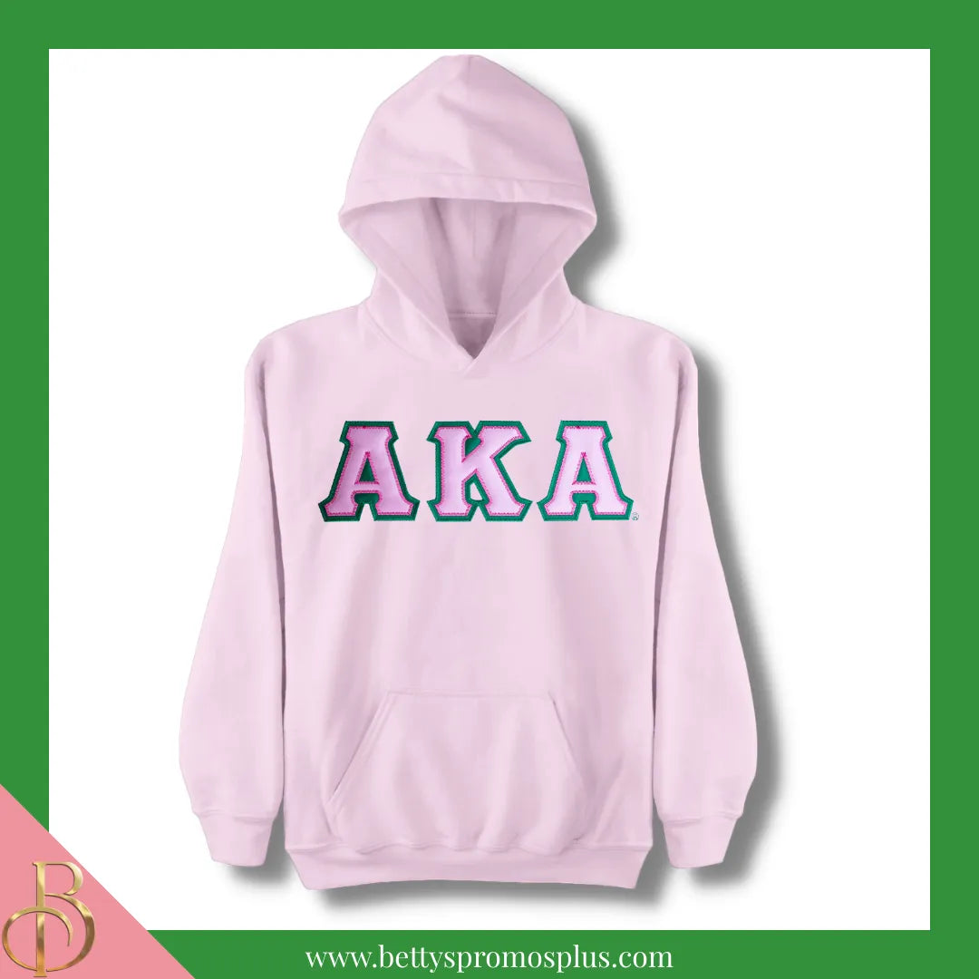 Alpha Kappa Alpha AKA Greek Letter Double-Stitched Embroidered Hoodie-Pink-Small-Alpha Kappa Alpha Paraphernalia-Alpha Kappa Alpha Hoodie-Betty's Promos Plus