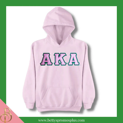 Alpha Kappa Alpha AKA Greek Letter Double-Stitched Embroidered Hoodie-Pink-Small-Alpha Kappa Alpha Paraphernalia-Alpha Kappa Alpha Hoodie-Betty's Promos Plus