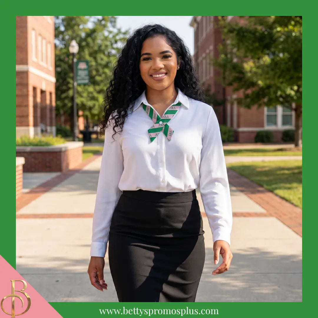 Alpha Kappa Alpha AKA Greek Letters Crossover Bow Tie-Alpha Kappa Alpha Paraphernalia-Alpha Kappa Alpha Bow Tie-Betty's Promos Plus