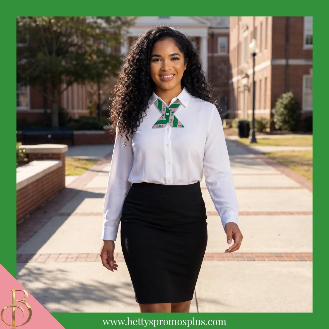 Alpha Kappa Alpha AKA Greek Letters Crossover Bow Tie-Alpha Kappa Alpha Paraphernalia-Alpha Kappa Alpha Bow Tie-Betty's Promos Plus