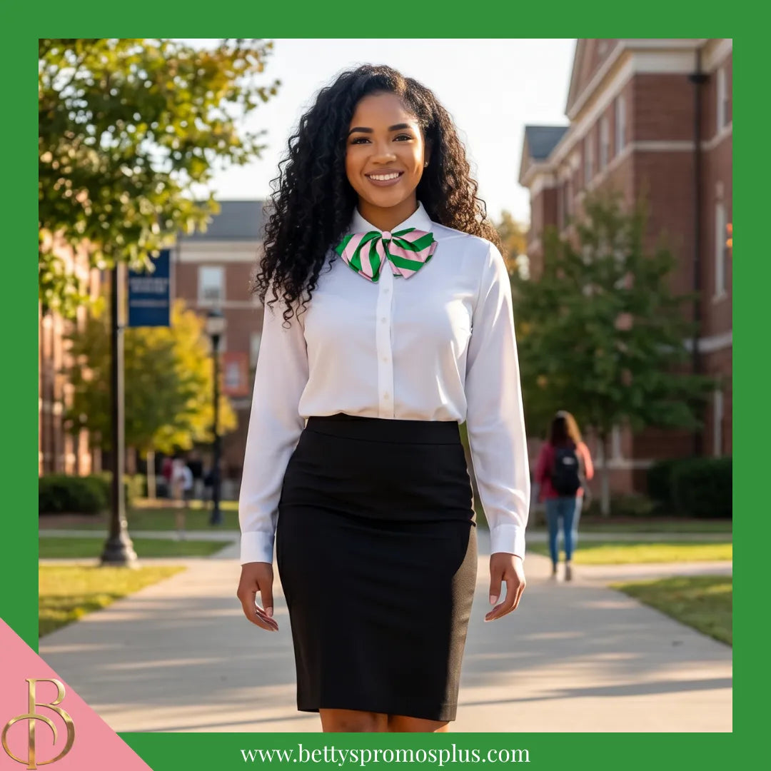 Alpha Kappa Alpha AKA Greek Letters Floppy Bowtie Dress Shirt Bow Tie-Alpha Kappa Alpha Paraphernalia-Alpha Kappa Alpha Bow Tie-Betty's Promos Plus