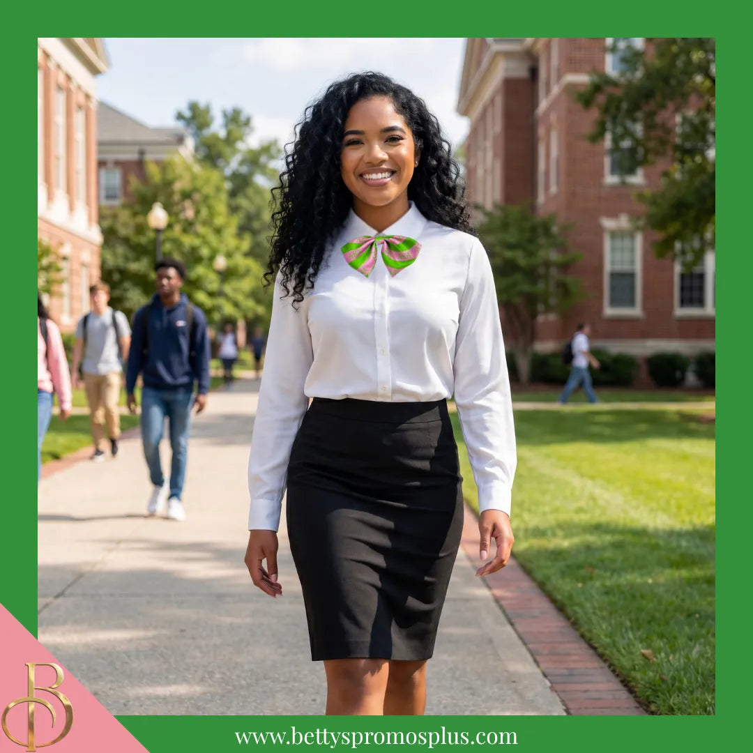 Alpha Kappa Alpha AKA Greek Letters Floppy Bowtie Dress Shirt Bow Tie-Alpha Kappa Alpha Paraphernalia-Alpha Kappa Alpha Bow Tie-Betty's Promos Plus